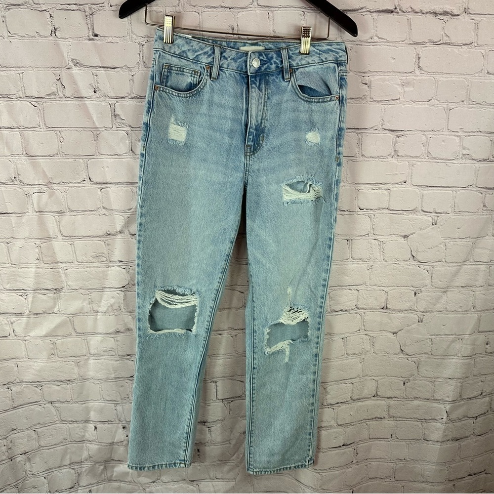 PacSun Light wash Distressed mom Jeans sz 26 casual denim 27" inseam